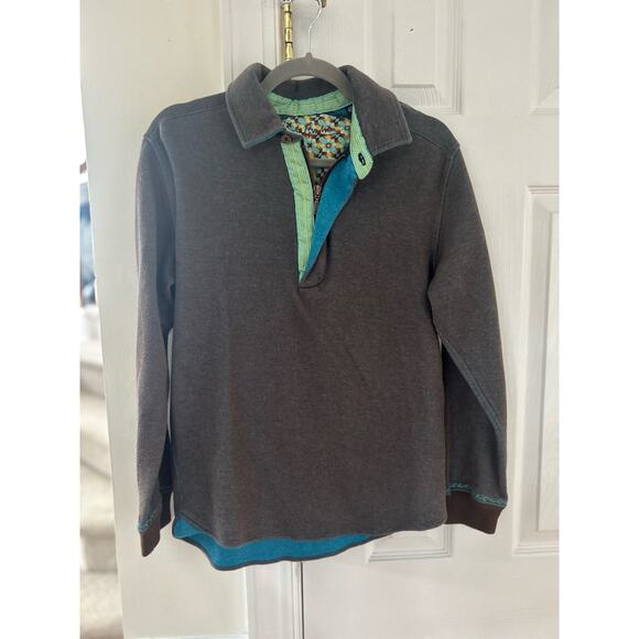 Robert Graham Marled Brown & Blue Embroidered Quarter Zip - Picture 1 of 9